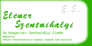 elemer szentmihalyi business card